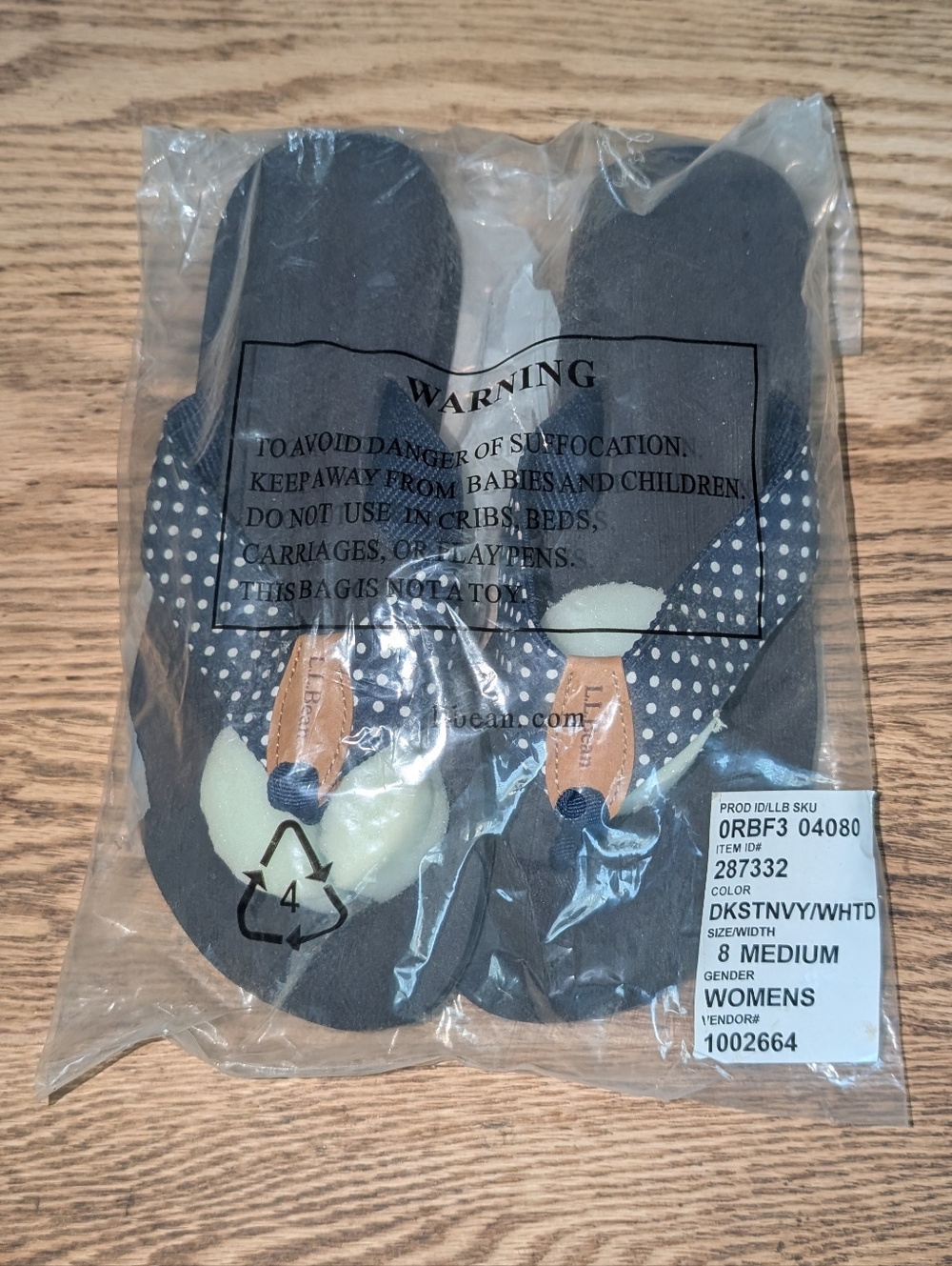 LL Bean Flip-flops New In Package Women's Size 8M, Navy/White - Picture 2 of 6